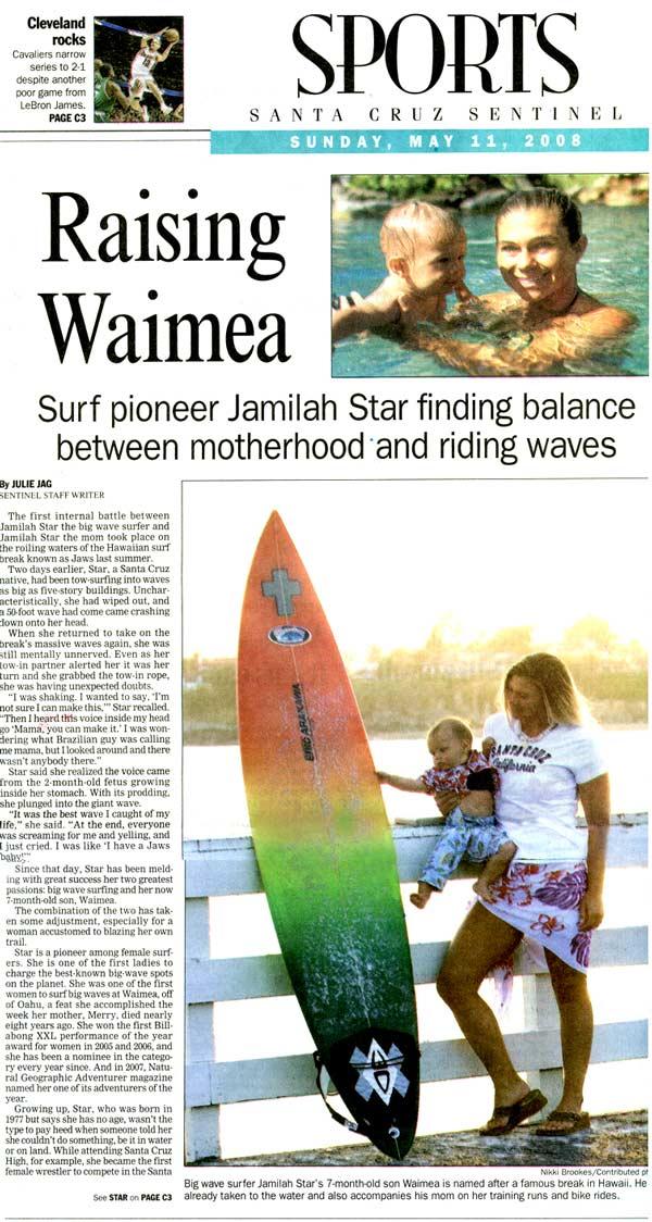 Newspaper Cover story on Jamilah and son, Waimea